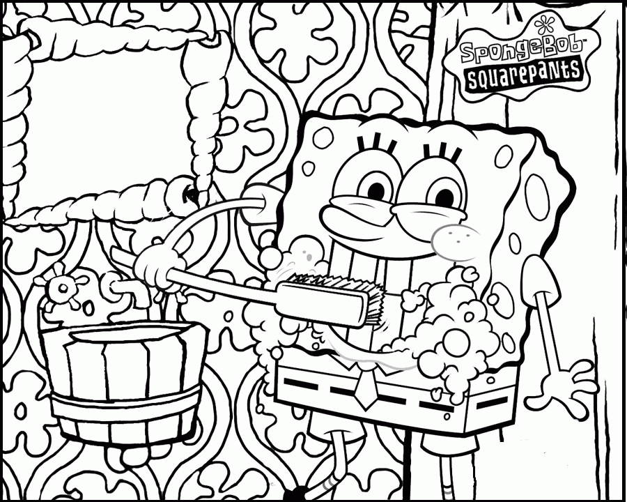 Spongebob Brushing teeth Coloring Pages For Kids #gjm : Printable ...