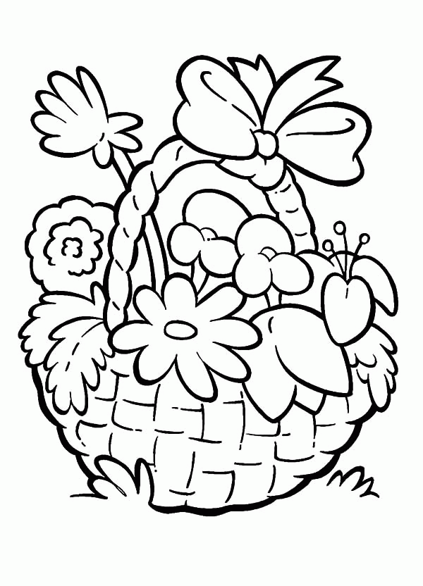 Basket of Flowers for Love Ones Coloring Pages | Best Place to Color