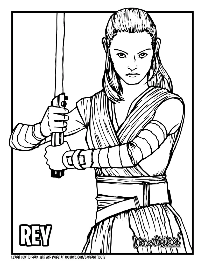 How to Draw REY (Star Wars) Drawing Tutorial | Draw it, Too! | Star wars  drawings, Rey star wars, Star wars