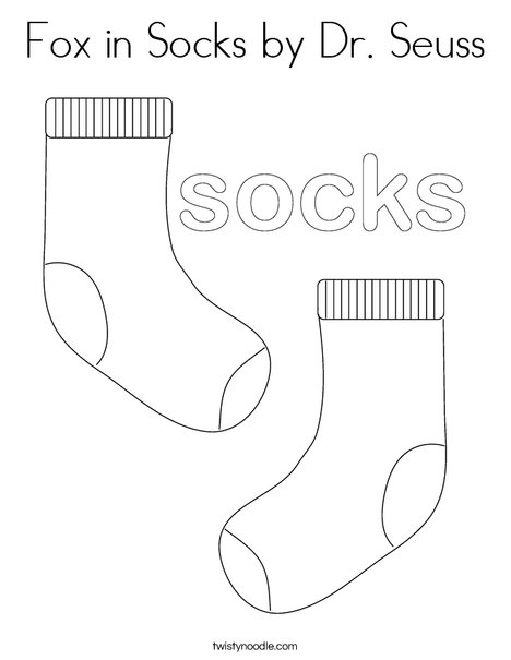 Fox in Socks by Dr Seuss Coloring Page - Twisty Noodle