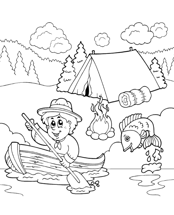 Holiday adventure coloring sheet for kids