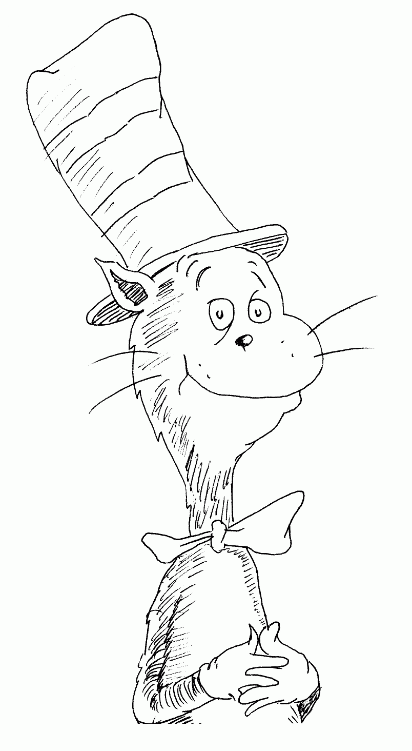 12 Pics Of Cat In The Hat Fish Coloring Pages Dr Seuss Cat In