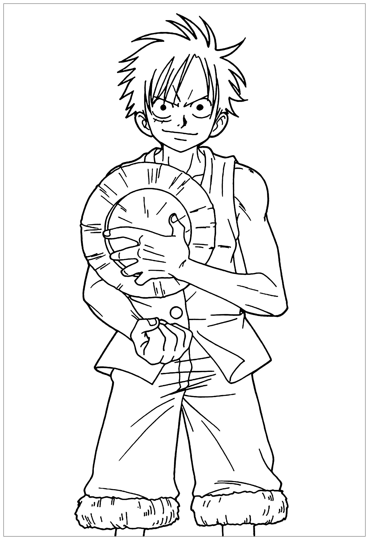 Suit Luffy Shanks Sketch Coloring Page
