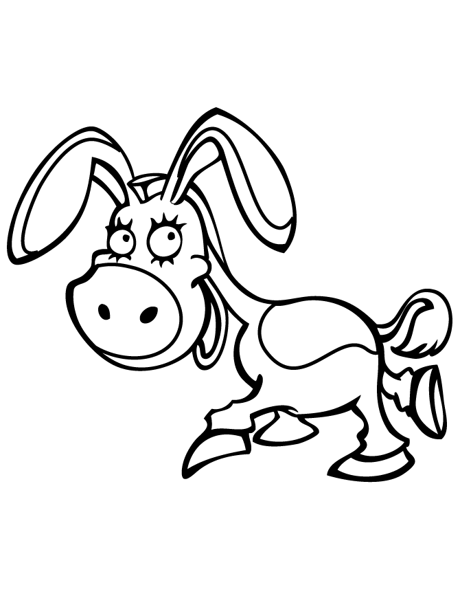 Cartoon Donkey For First Grade Children Coloring Page | H & M ...