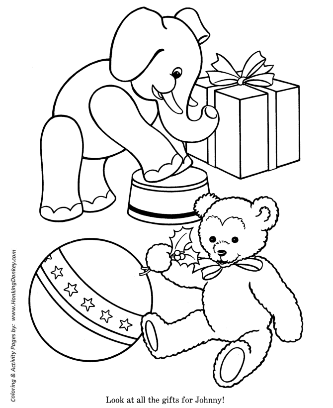 Stuffed Toy Coloring Pages | Stuffed Elephant and Bear Coloring 