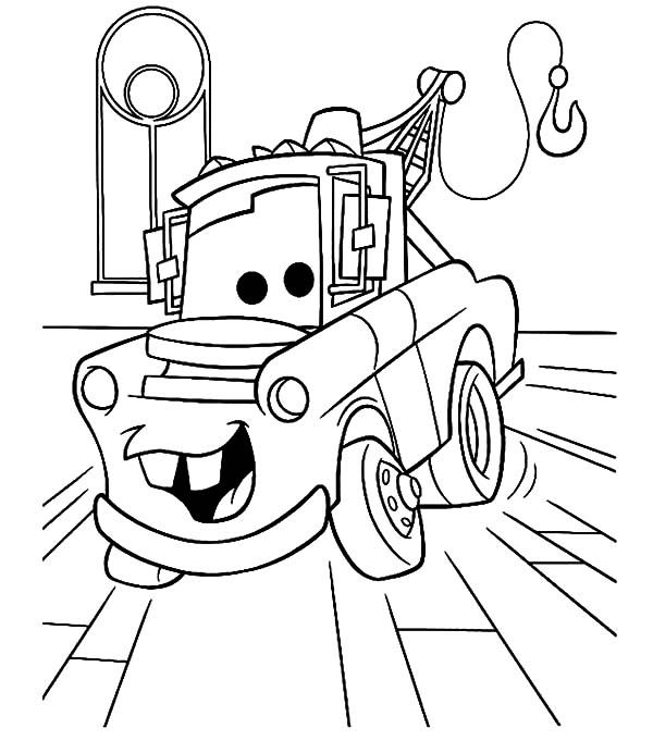 Tow Mater In The Garage Coloring Pages