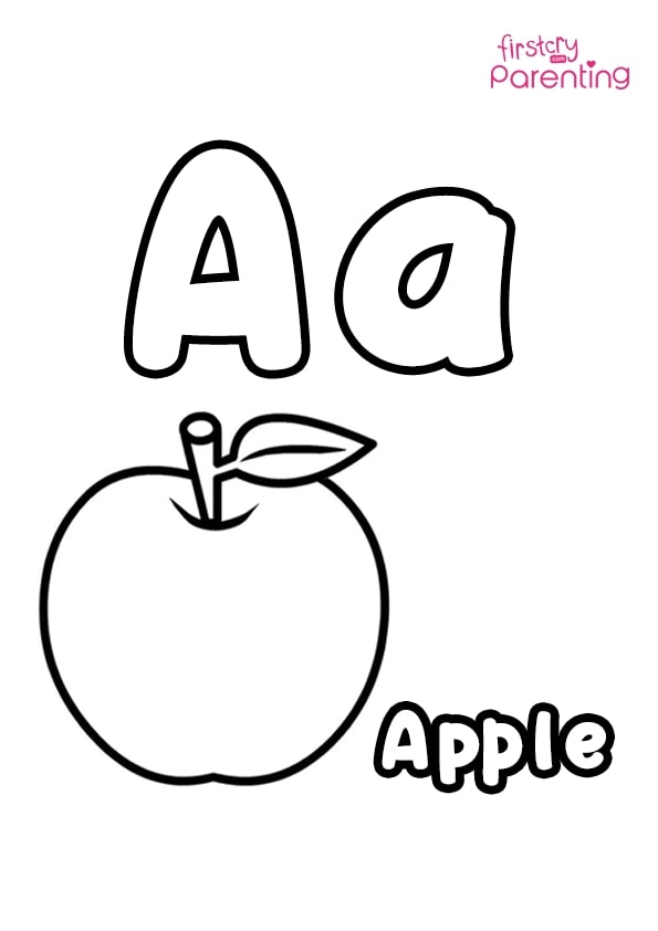 A For Apple Coloring Page for Kids | FirstCry Parenting