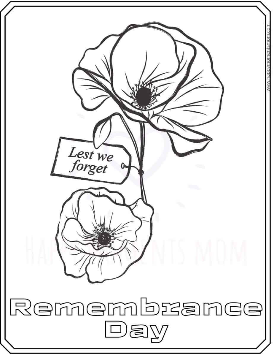 FREE Remembrance Day Colouring Pages for Kids - Happy Moments Mom