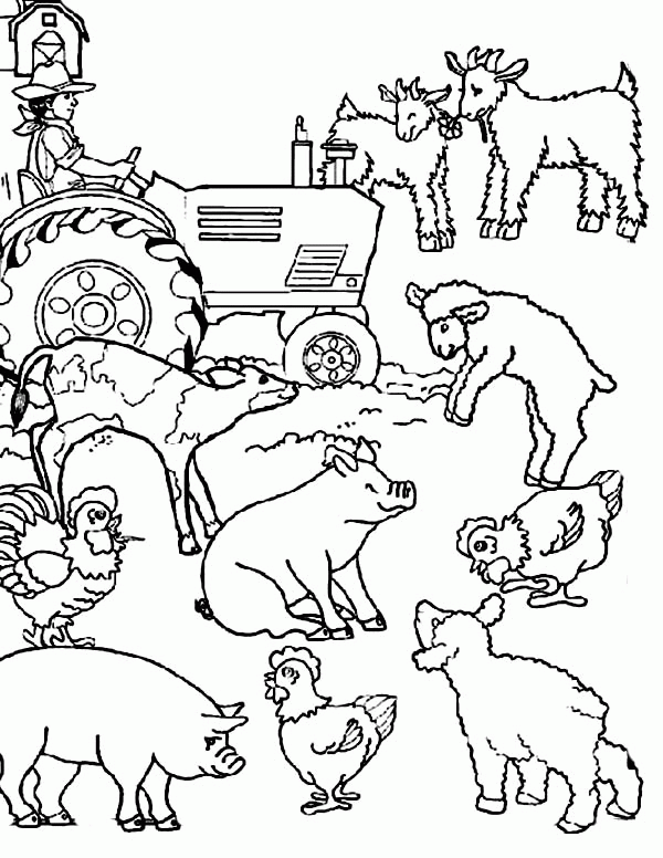 Printable Coloring Pages Barn With Animals - Coloring Home