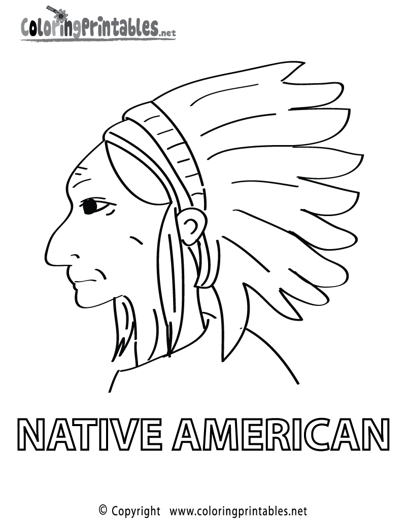 Native American Coloring Page - A Free Educational Coloring Printable