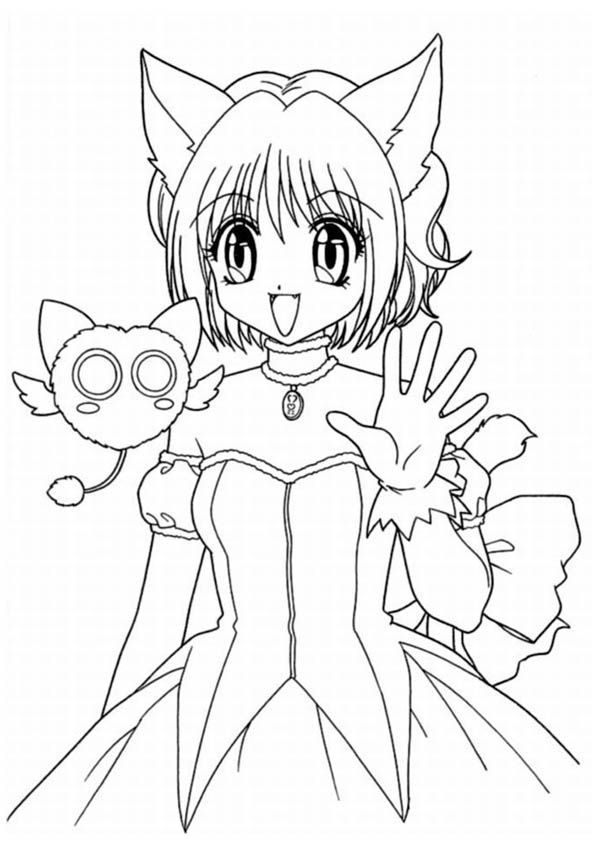 Anime Girl, : Anime Girl as Neko Coloring Page | Little kid ...