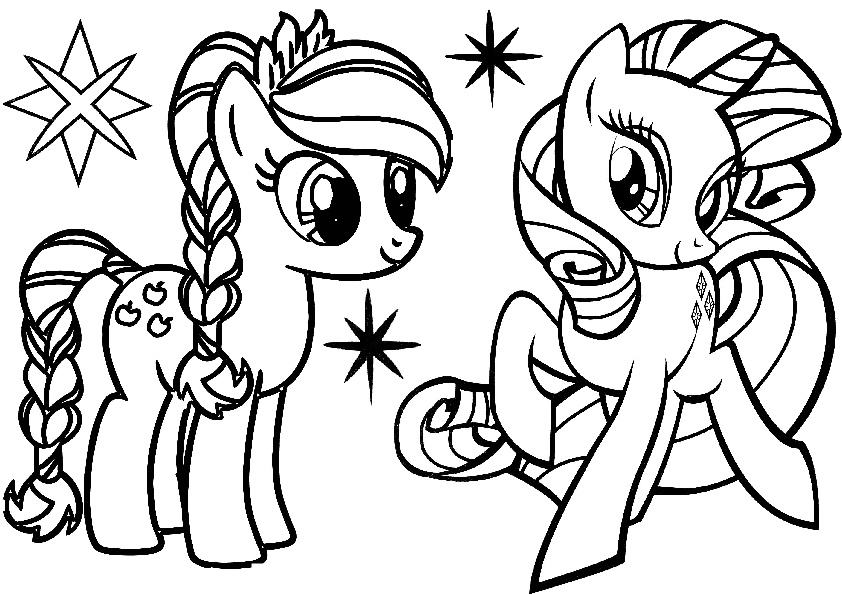 My Little Pony Applejack and Rarity Coloring Pages - Print Color Craft