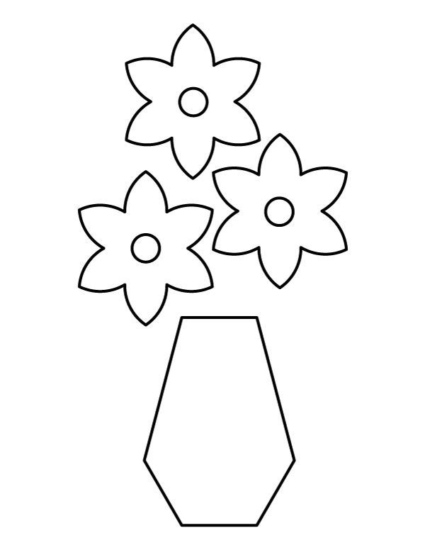 Printable Easy Flower Vase Coloring Page