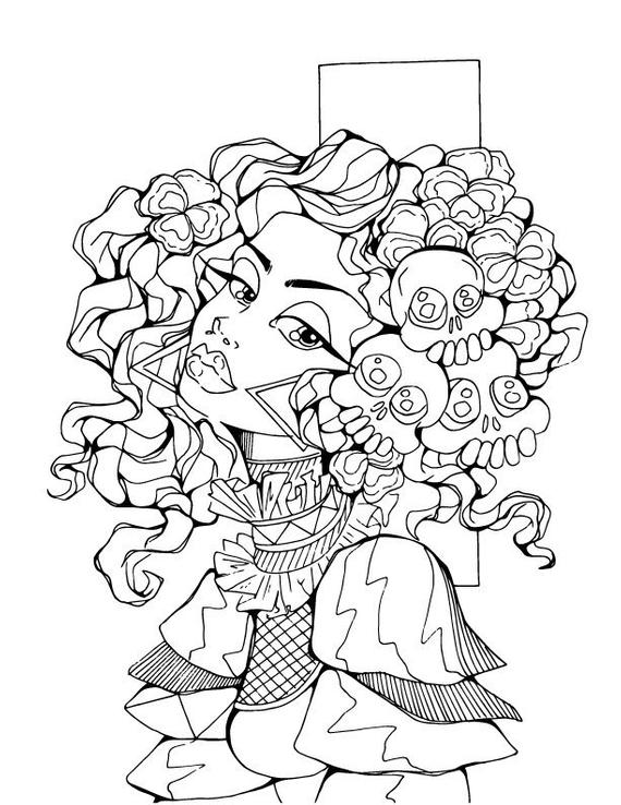 Pansy Flower Spring Pinup Girl Coloring Page Printable Instant | Etsy