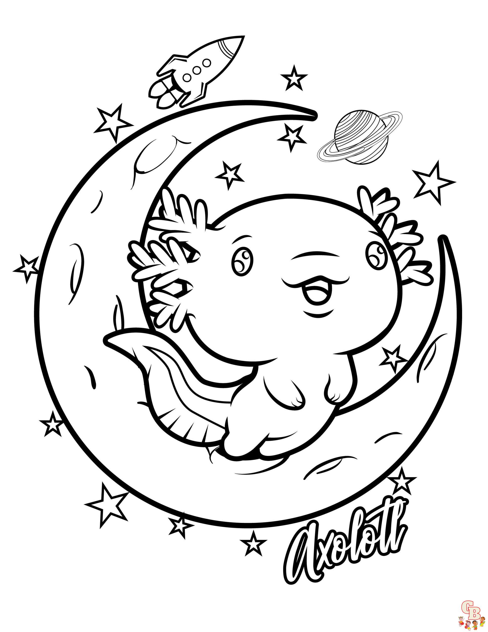 Printable Axolotl Coloring Pages for Kids | GBcoloring