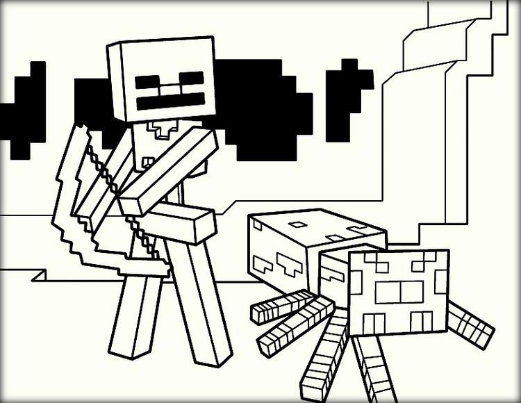 Minecraft Coloring Pages Wither Skeleton And Spider | Minecraft coloring  pages, Pokemon coloring pages, Coloring pages