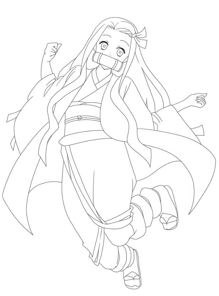 Nezuko Demon Slayer Coloring Page - Free Printable Coloring Pages for Kids