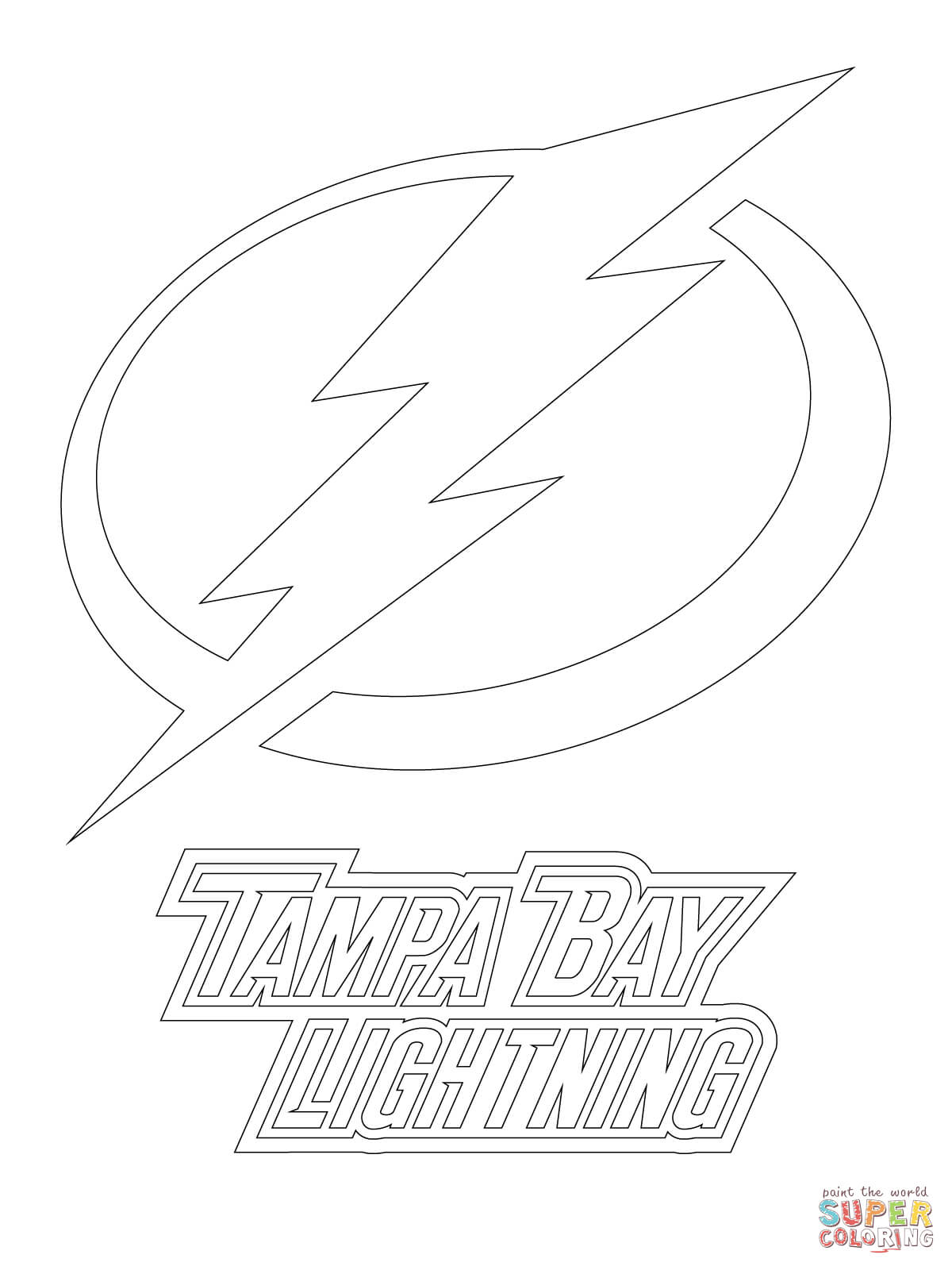 Раскраска логотипа Тампа Бэй Лайтнинг