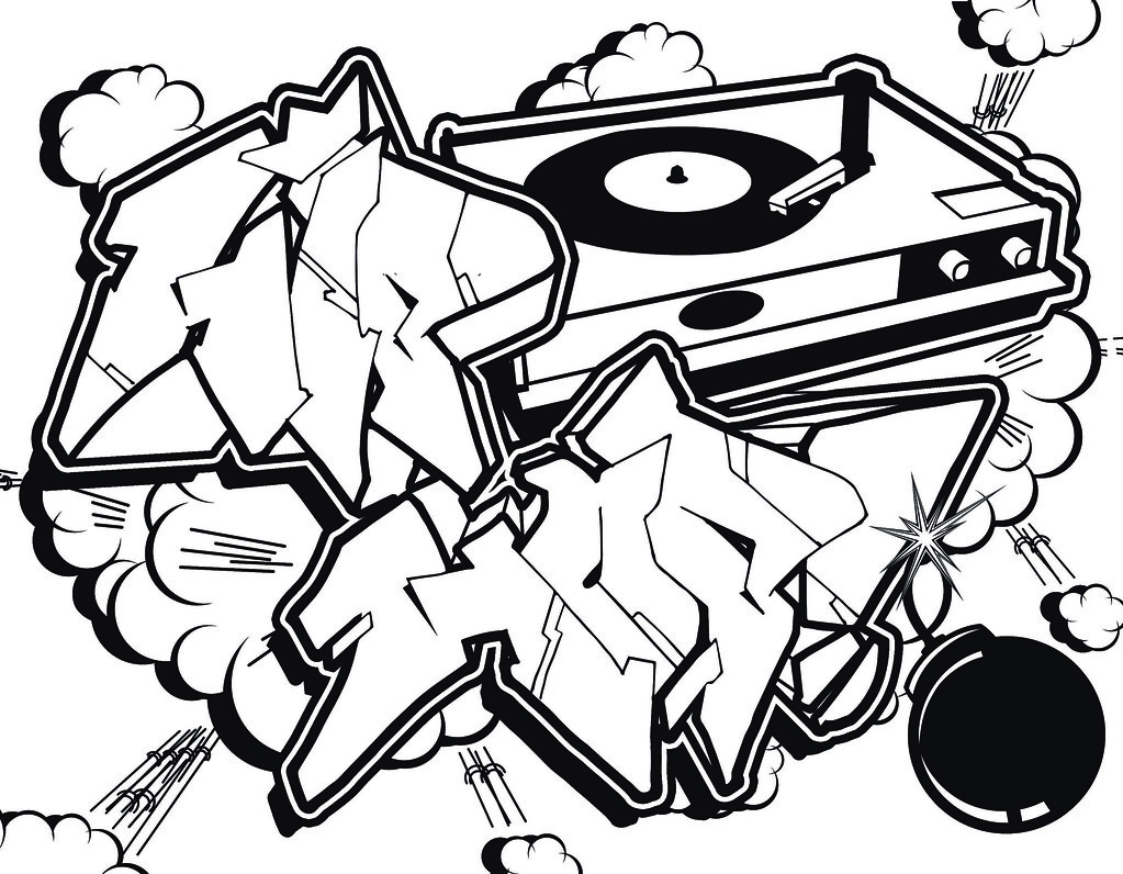 Hip hop graffiti coloring page | This is the final rendering… | Flickr