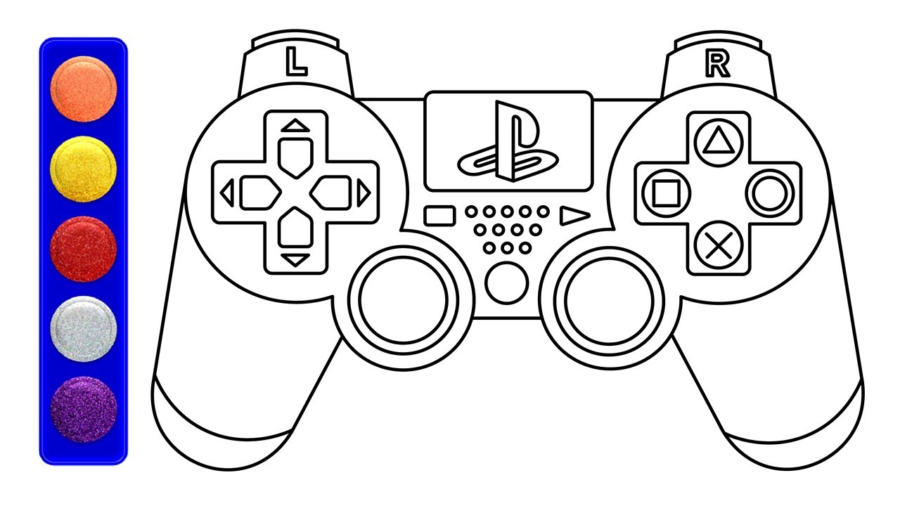 Glitter PlayStation Controller Drawing and Coloring | PlayStation  Controller Coloring Pages - YouTube