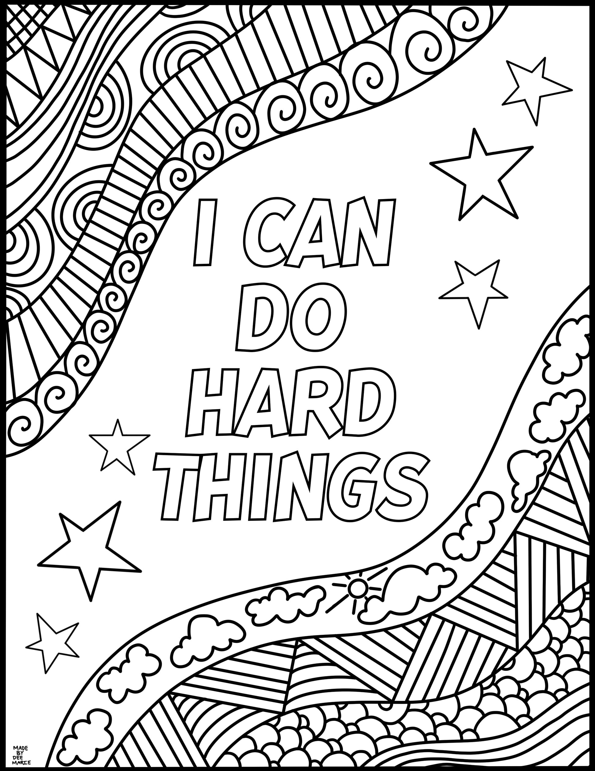 I Can Do Hard Things Coloring Page-Digital Download – madebydeemarie