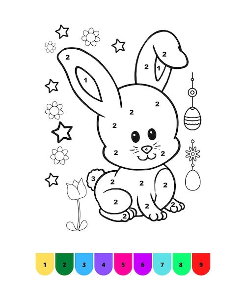Premium Vector | Color by number easter coloring page for kids easter  coloring book pages easter color by number