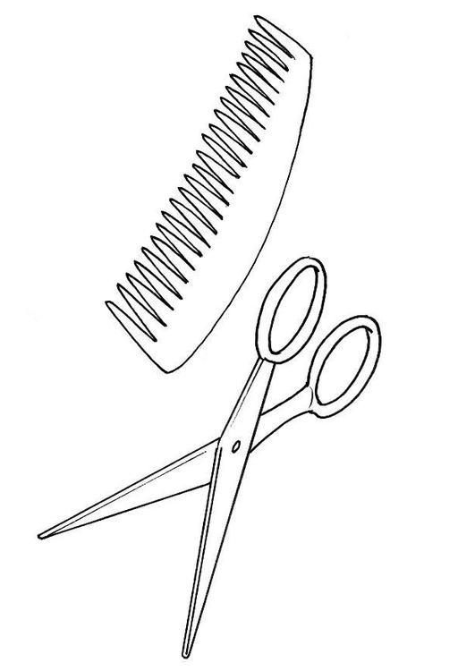 Coloring Page scissors + comb - free printable coloring pages - Img 8789