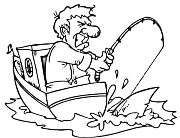 Man On Boat Strike With Fishing Pole Coloring Pages - Download & Print  Online Coloring Pages for Free | Colo… | Coloring pages, Online coloring  pages, Fish drawings