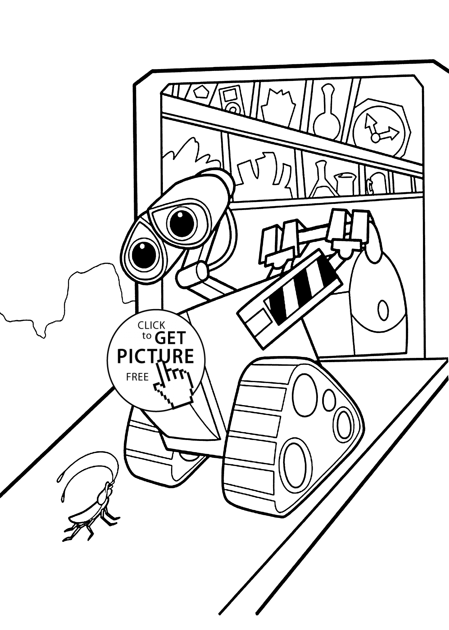 Wall-E home coloring pages for kids, printable free