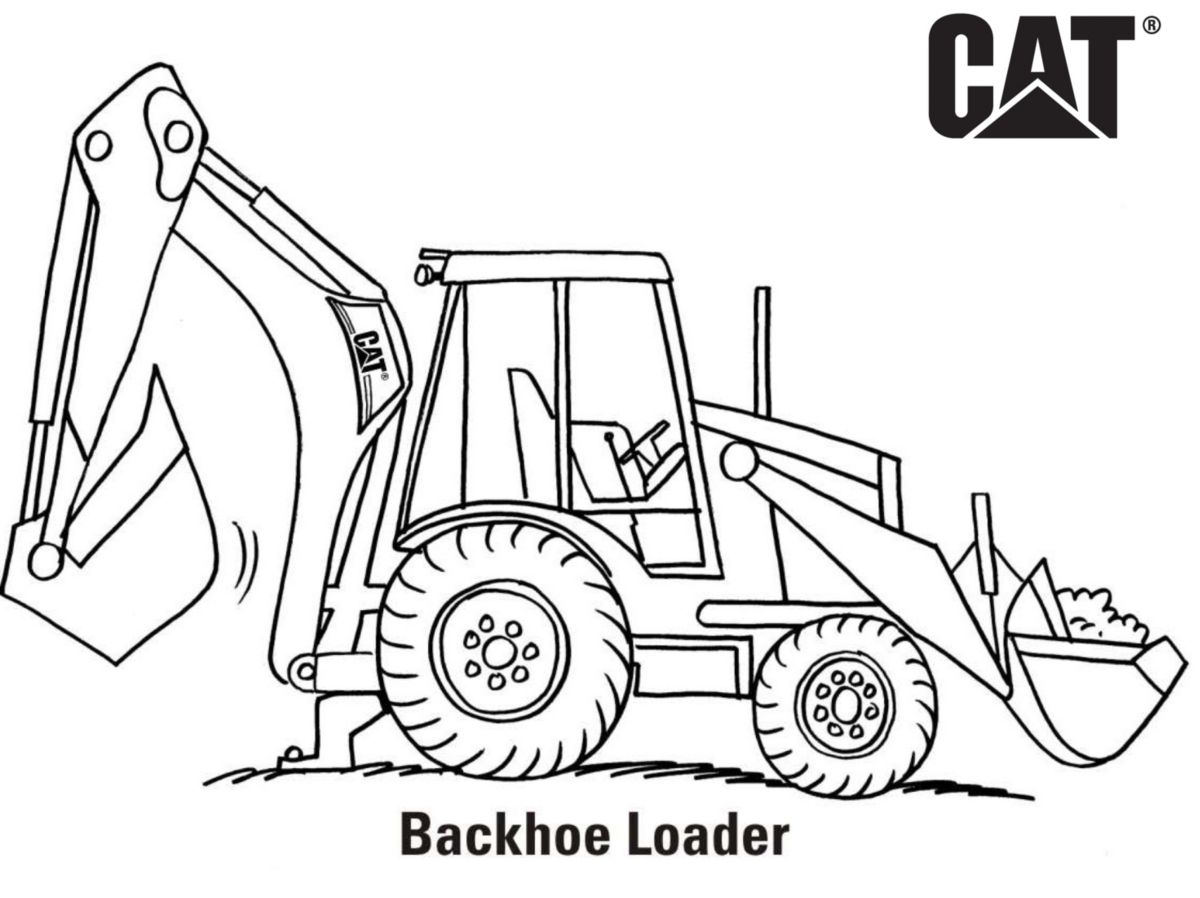 coloring construction backhoe drawing lego cat hoe machinery printable caterpillar vehicles sketch popular template