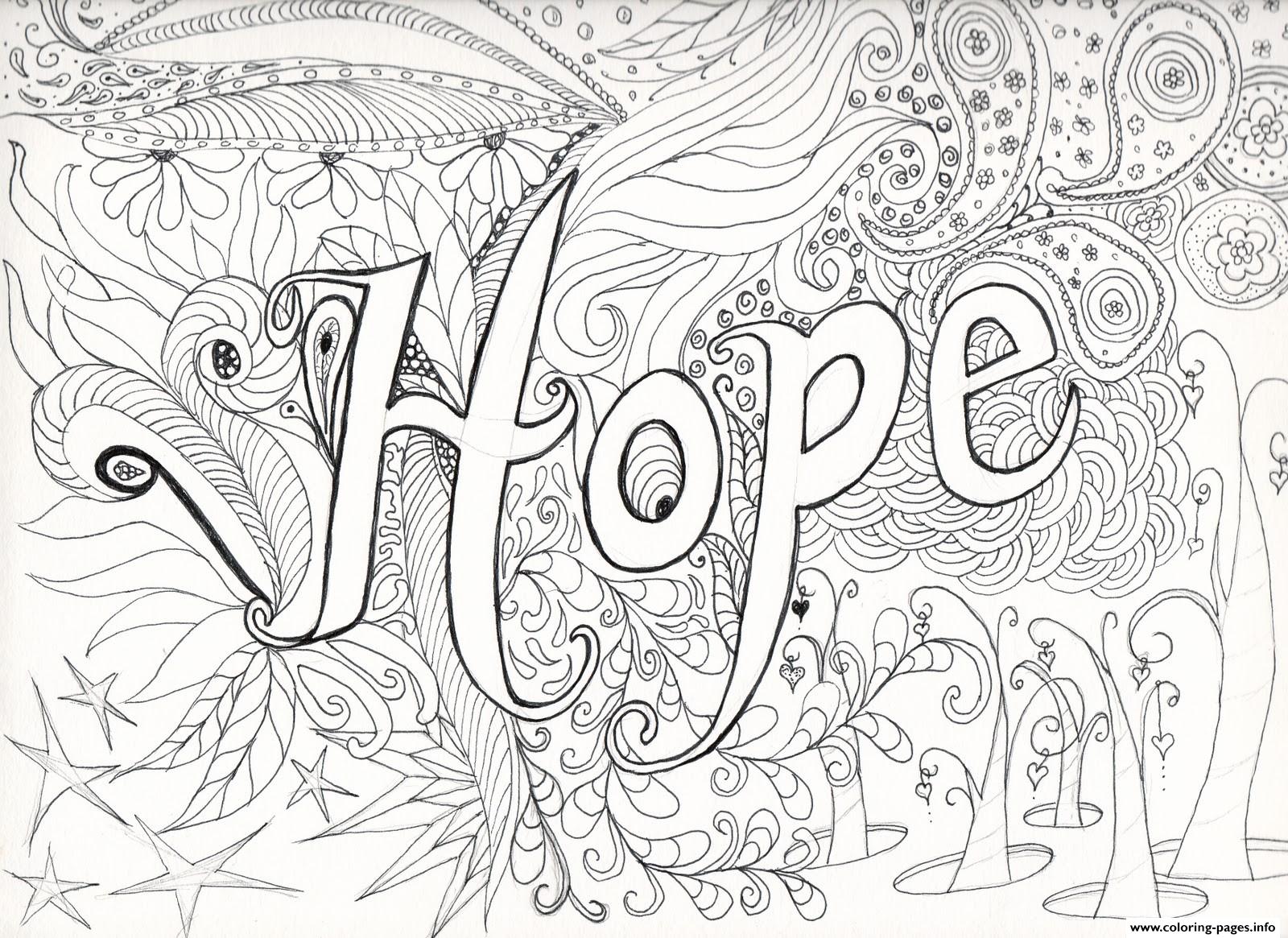 Advanced Difficult Hard Hope Message Adult Coloring Pages ...
