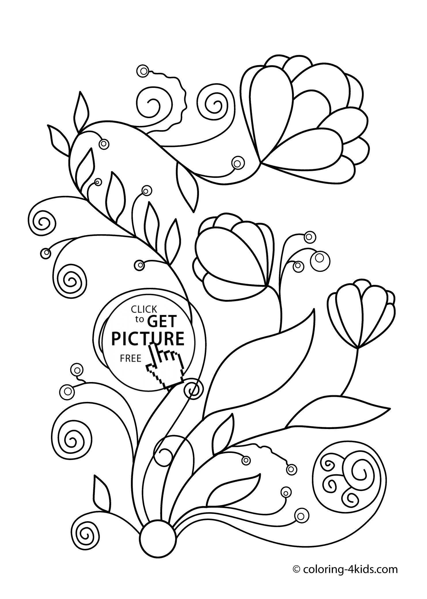Hard Flowers Coloring Pages   Coloring Home