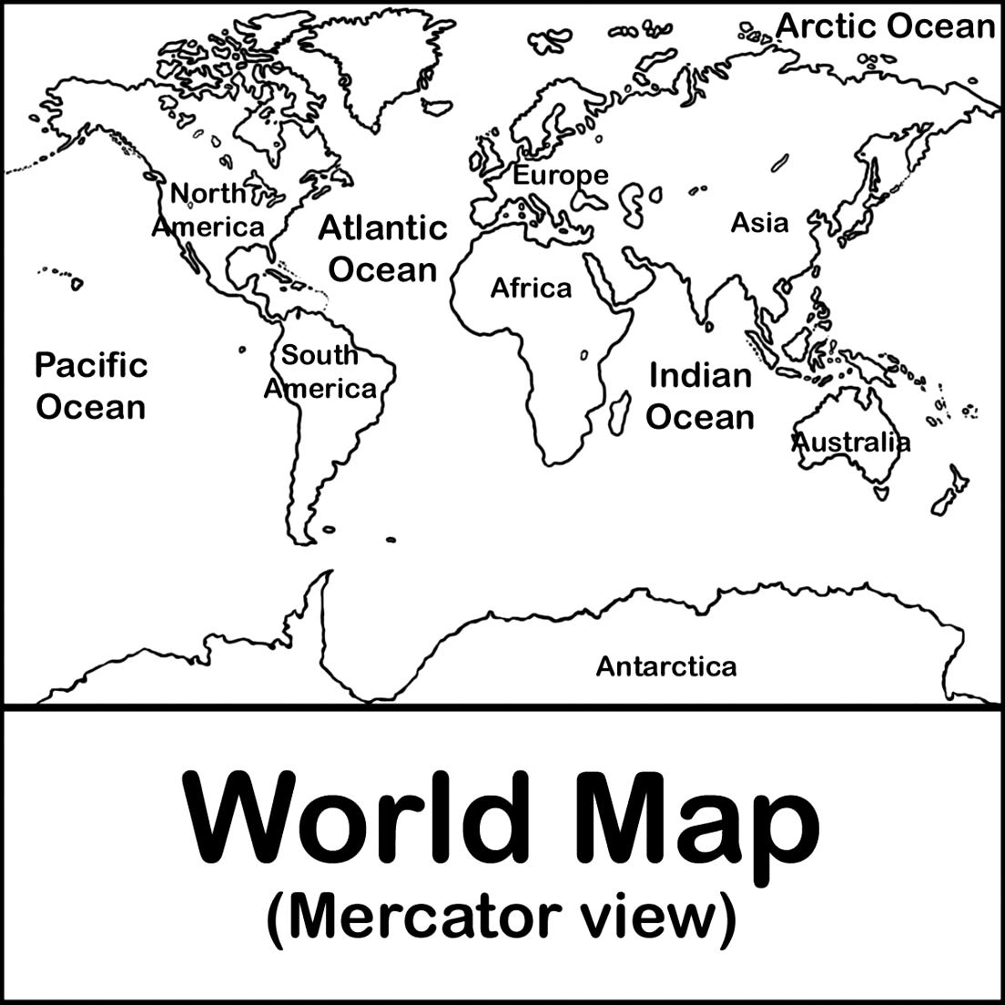 Labeled Map Of The United Large Blank Continents Coloring Page ...