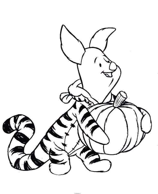 Cartoon Piglet In Tiger Dress Coloring Pages