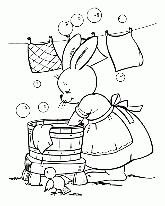 washing the clothes Colouring Pages