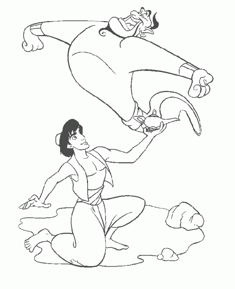 Aladdin Genie Unleashed Coloring Pages - Kids Colouring Pages