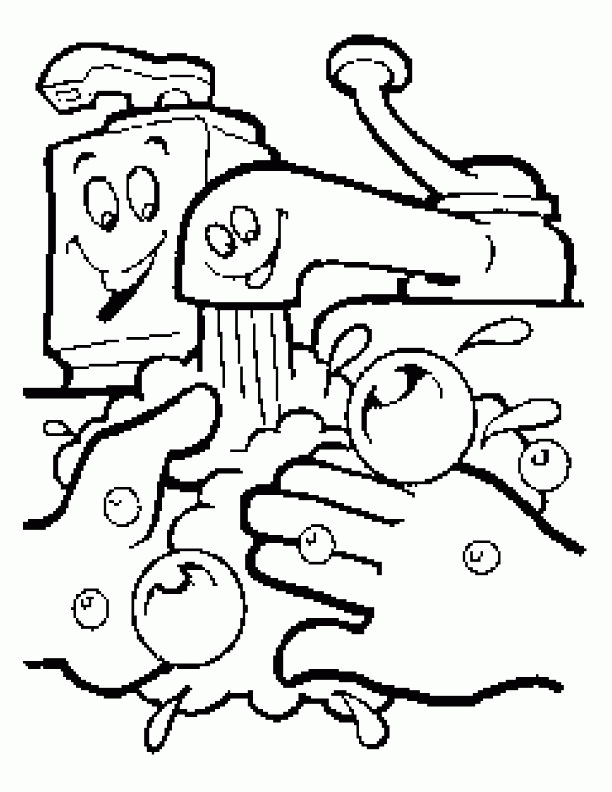 Hand Washing Coloring Pages
