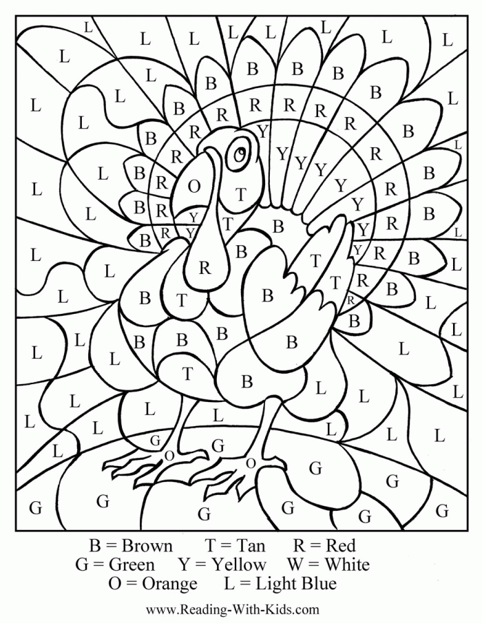 Turkey Coloring Page By Number