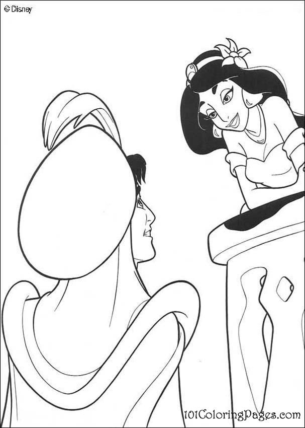 Jasmine and Aladdin Coloring Pages