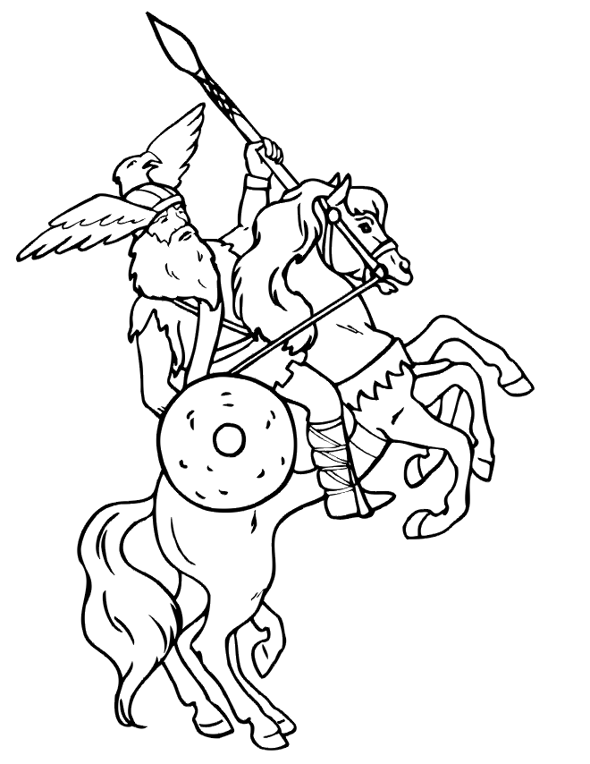 Viking Coloring Page | Viking On Rearing Horse