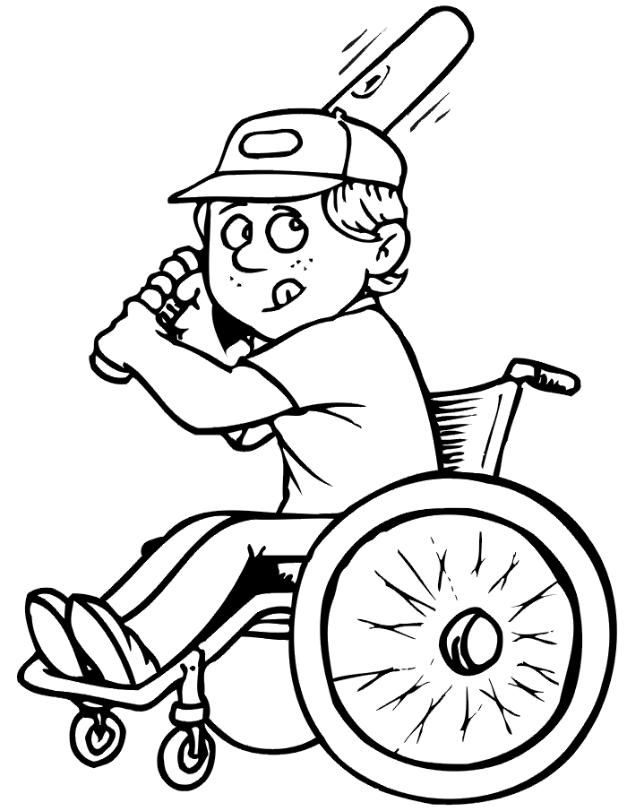 Printable Baseball Player Coloring Page | Wheelchair player