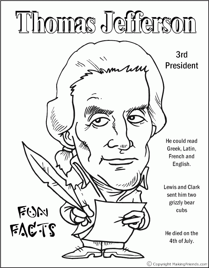 President Thomas Jefferson Coloring Pages : Coloring Kids – Free 