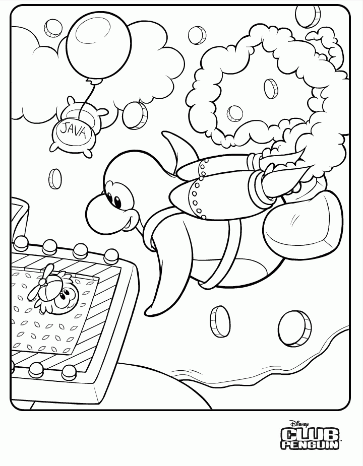 Printable coloring pages of club penguins pets Association 