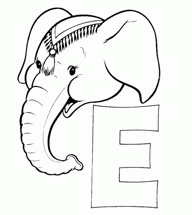 E-For-Head-Elephant-Coloring- 