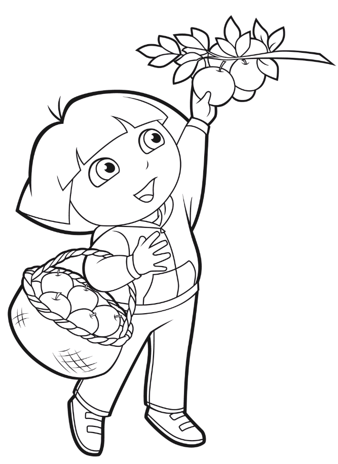 apple picking Colouring Pages