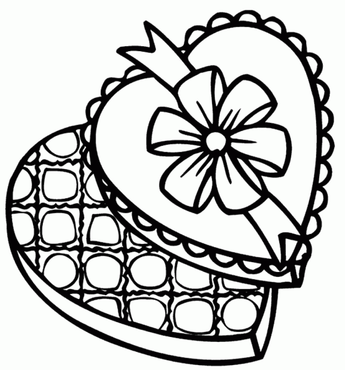 Chocolate Valentine Coloring Pages - Valentines Cartoon Coloring 
