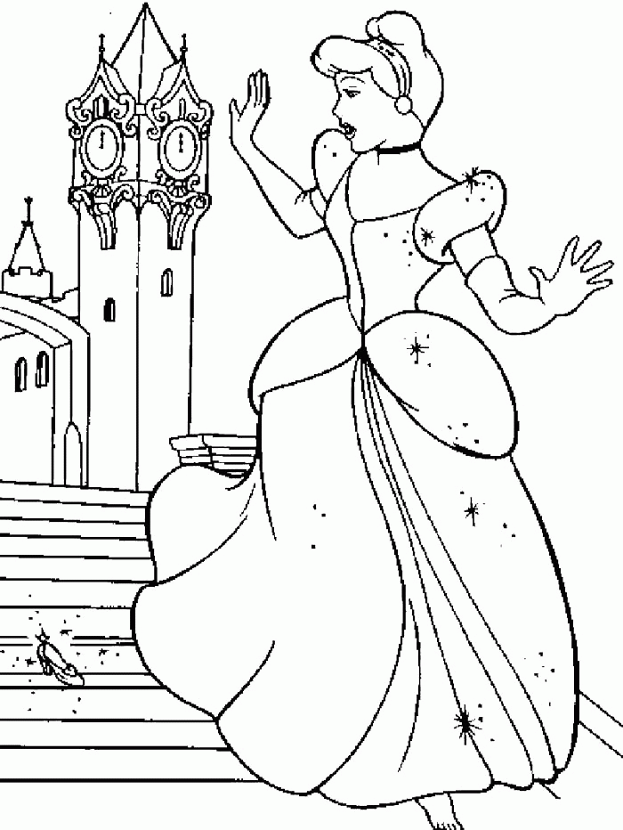 Cinderella Lost Her Shoe Coloring Page : KidsyColoring | Free 