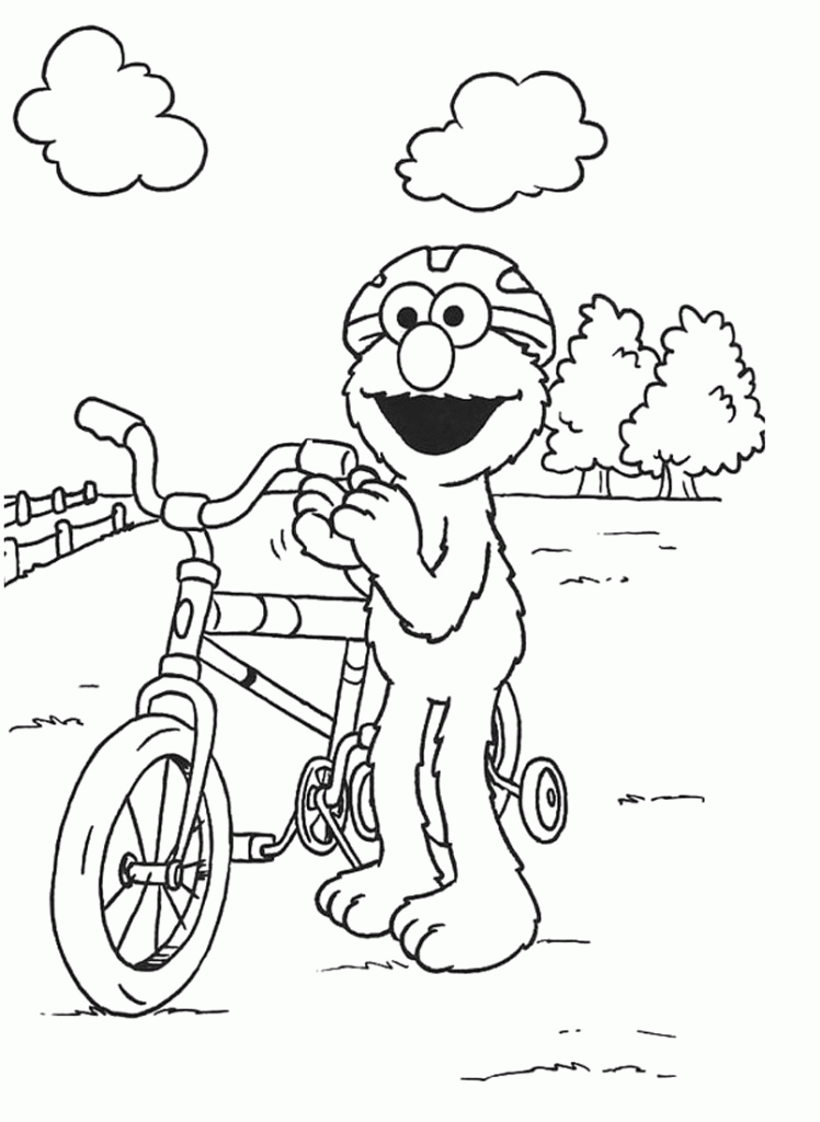 Newest Elmo Happy Bike Play Coloring Pages | Laptopezine.