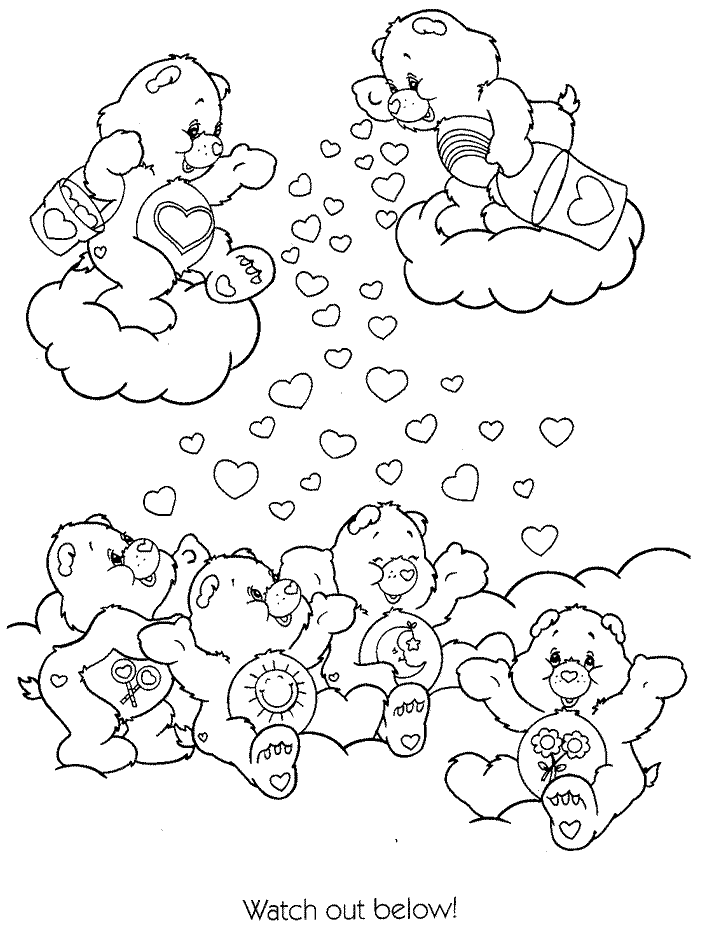Watch Out Below Care Bears Coloring Pages