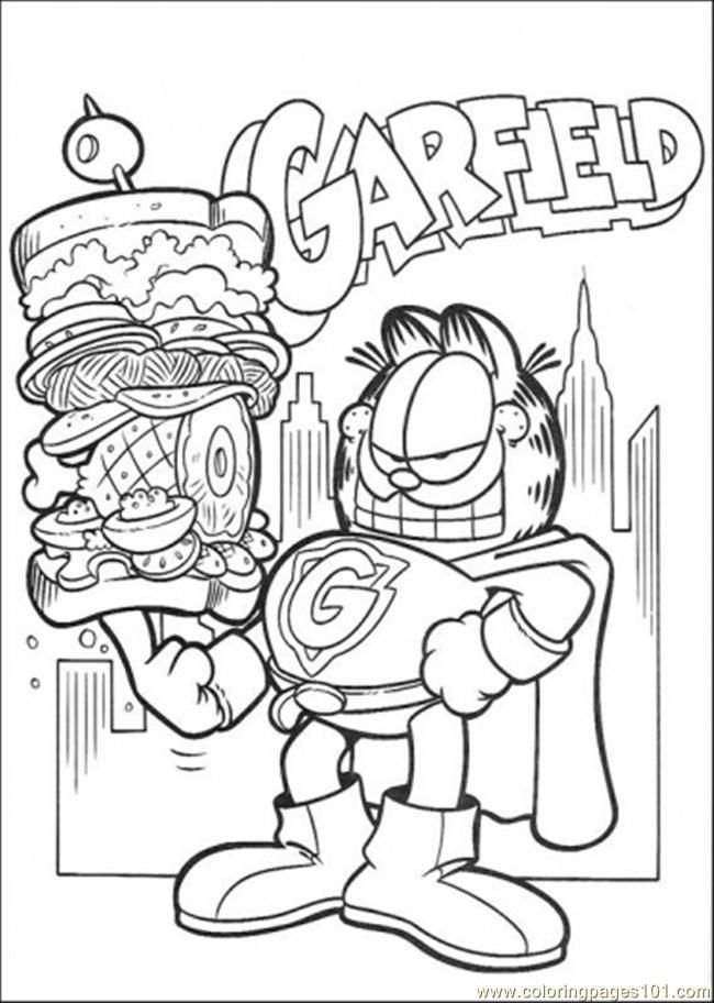 Coloring Pages Super Garfield (Cartoons > Garfield) - free 